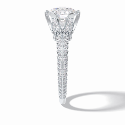 Round Pave Lab Grown Diamond Engagement Ring