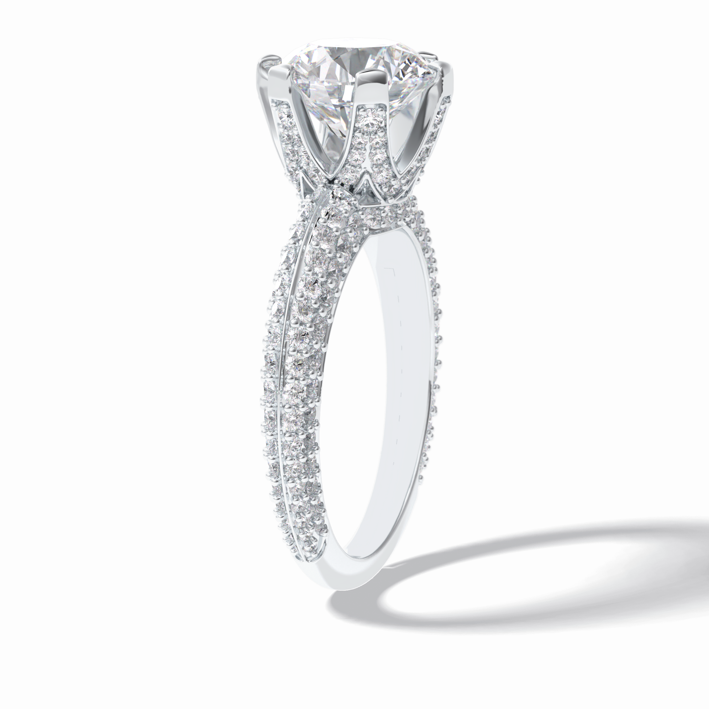 Round Pave Lab Grown Diamond Engagement Ring