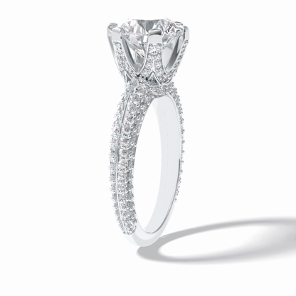 Round Pave Lab Grown Diamond Engagement Ring