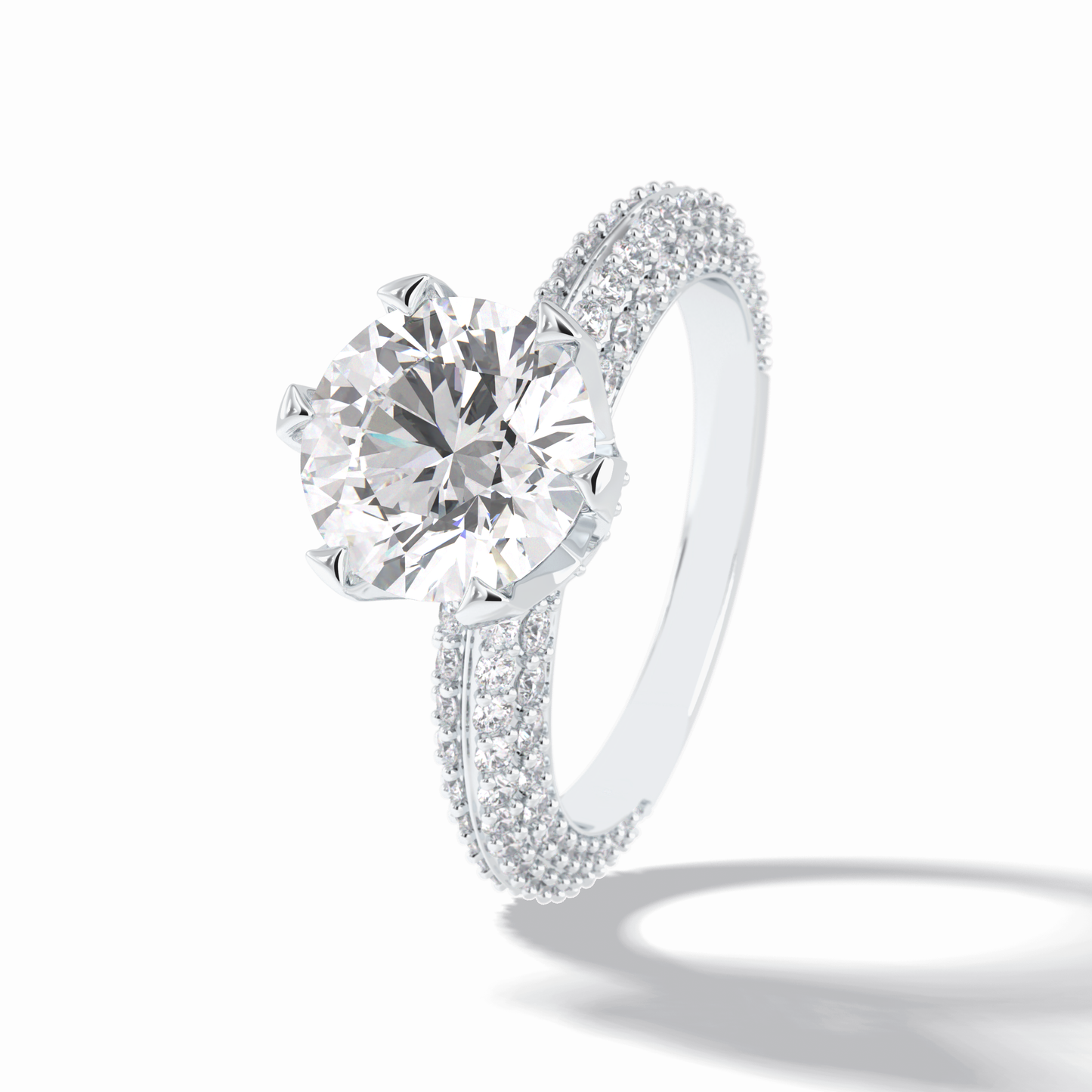 Round Pave Lab Grown Diamond Engagement Ring