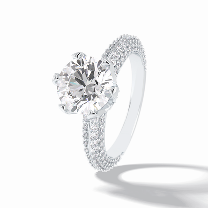 Round Pave Lab Grown Diamond Engagement Ring