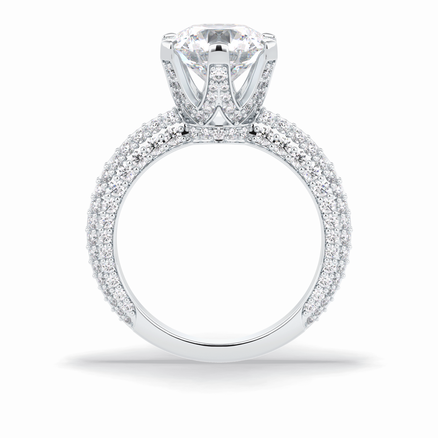 Round Pave Lab Grown Diamond Engagement Ring