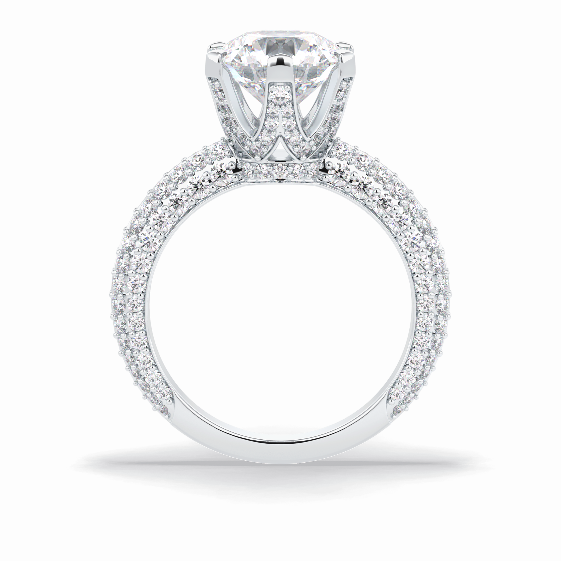 Round Pave Lab Grown Diamond Engagement Ring