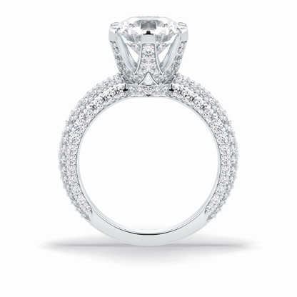 Round Pave Lab Grown Diamond Engagement Ring