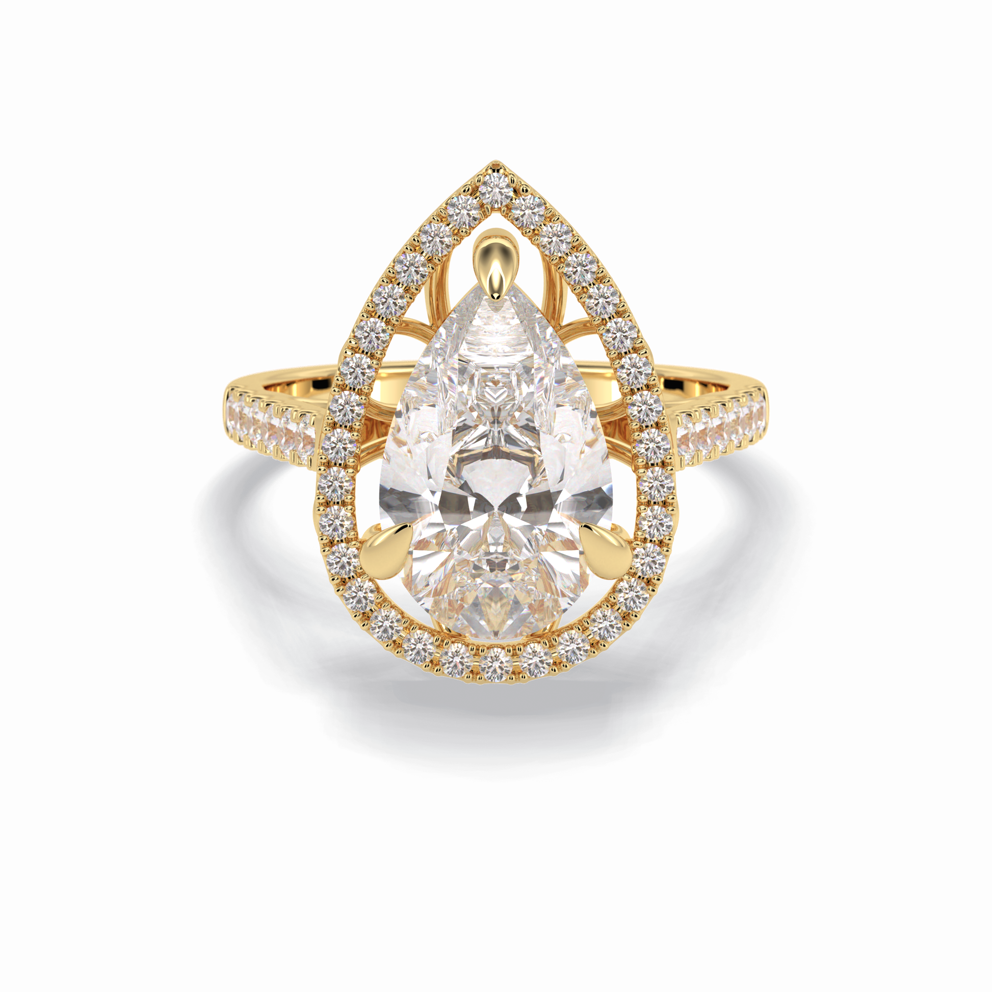 Pear Halo & Pave Lab Grown Diamond Engagement Ring