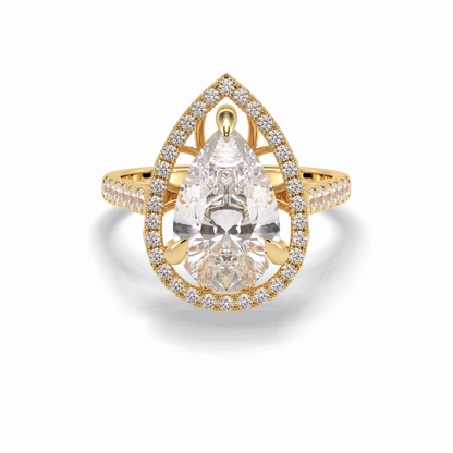 Pear Halo & Pave Lab Grown Diamond Engagement Ring