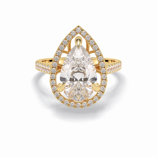 Pear Halo & Pave Lab Grown Diamond Engagement Ring