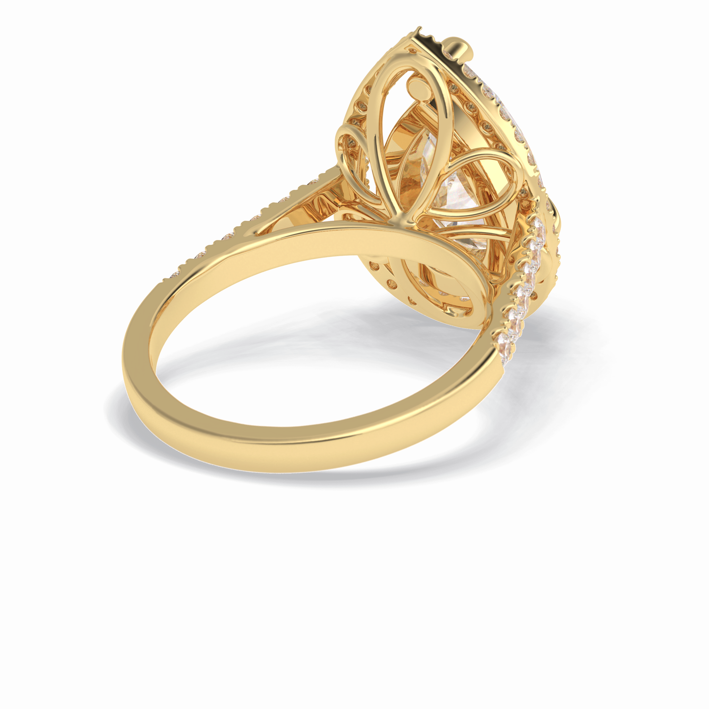 Pear Halo & Pave Lab Grown Diamond Engagement Ring