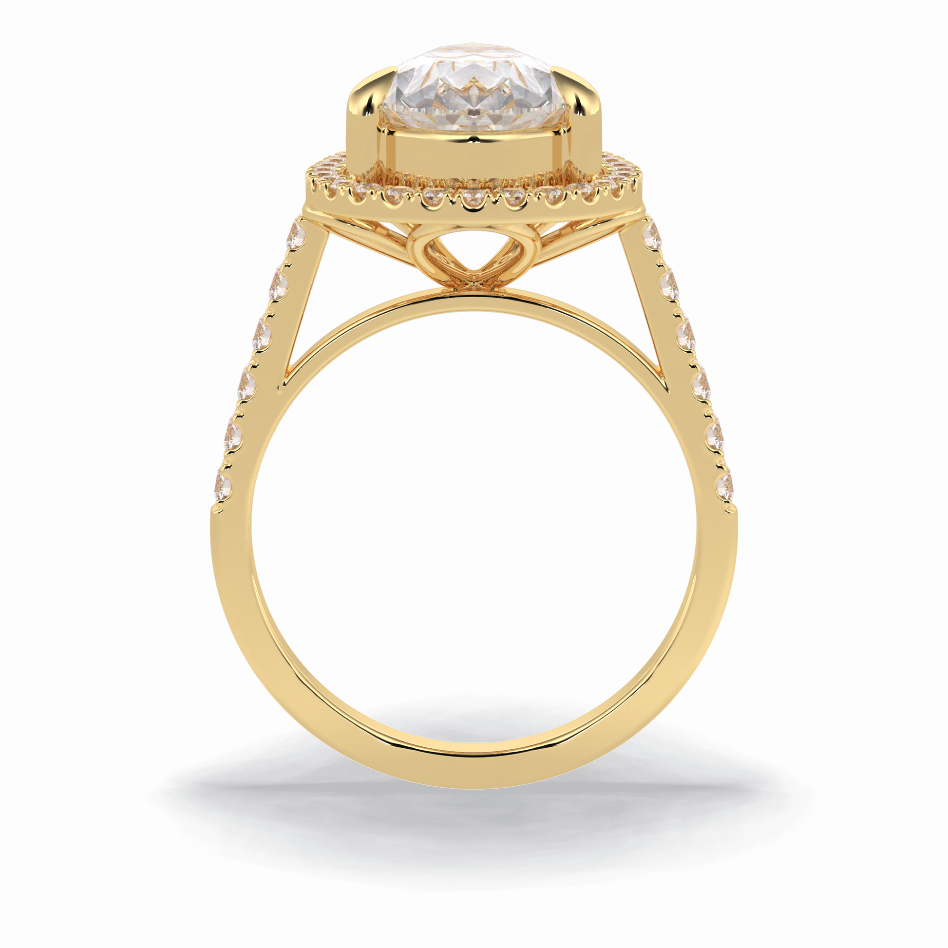 Pear Halo & Pave Lab Grown Diamond Engagement Ring