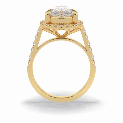 Pear Halo & Pave Lab Grown Diamond Engagement Ring