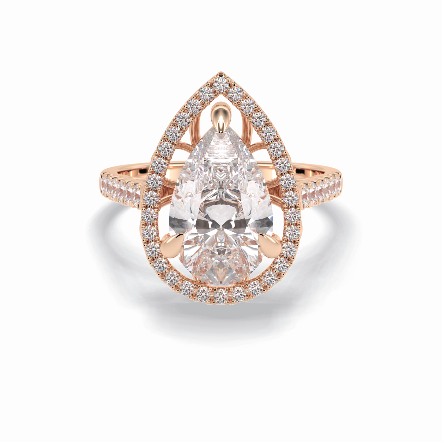 Pear Halo & Pave Lab Grown Diamond Engagement Ring