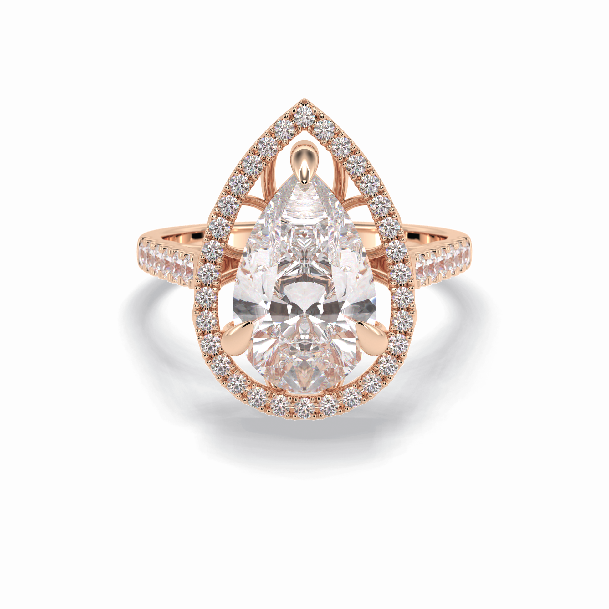 Pear Halo & Pave Lab Grown Diamond Engagement Ring