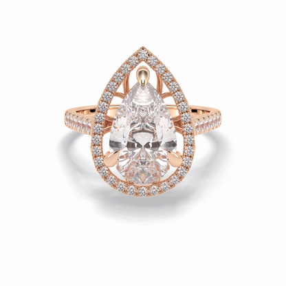 Pear Halo & Pave Lab Grown Diamond Engagement Ring