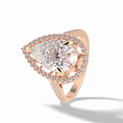 Pear Halo & Pave Lab Grown Diamond Engagement Ring