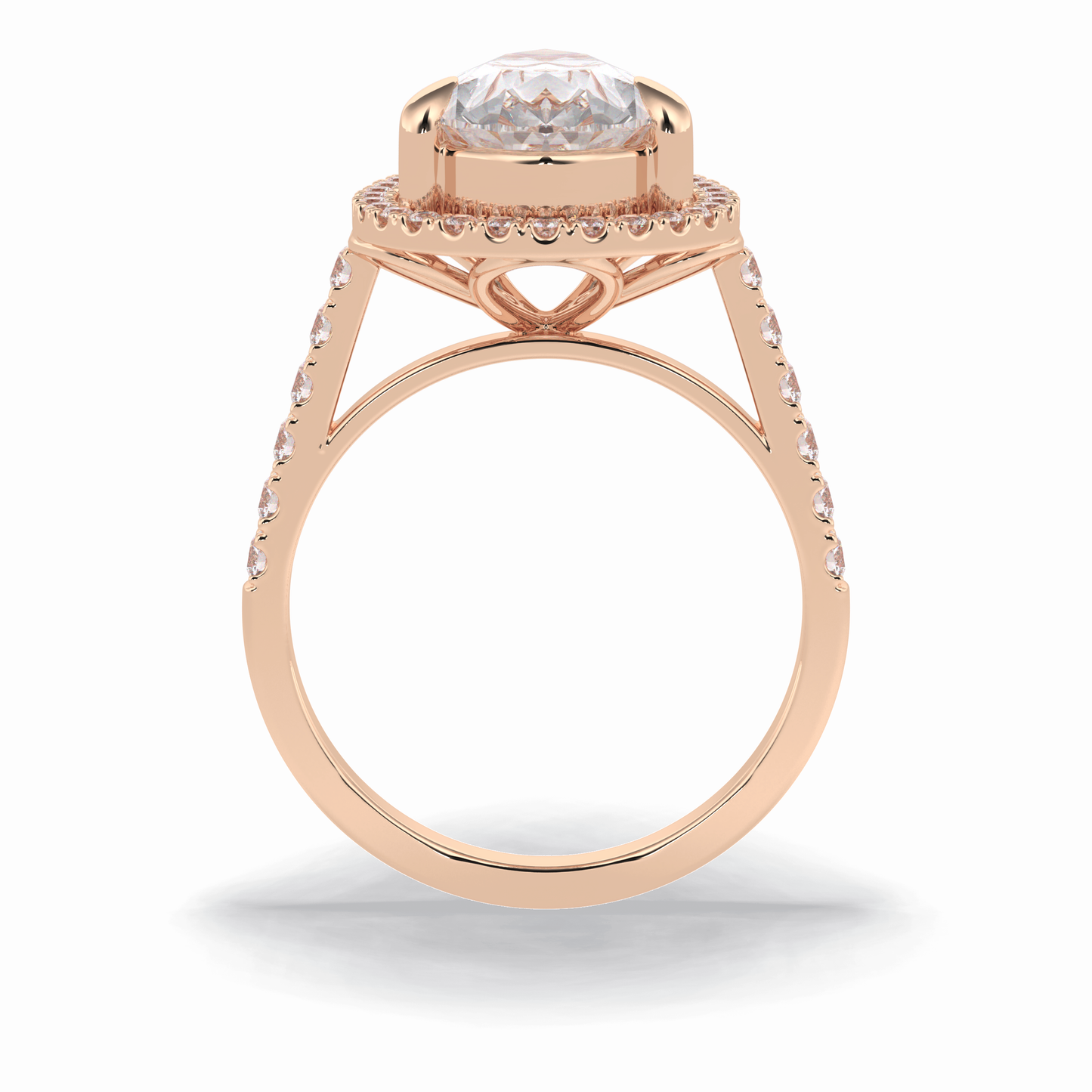 Pear Halo & Pave Lab Grown Diamond Engagement Ring