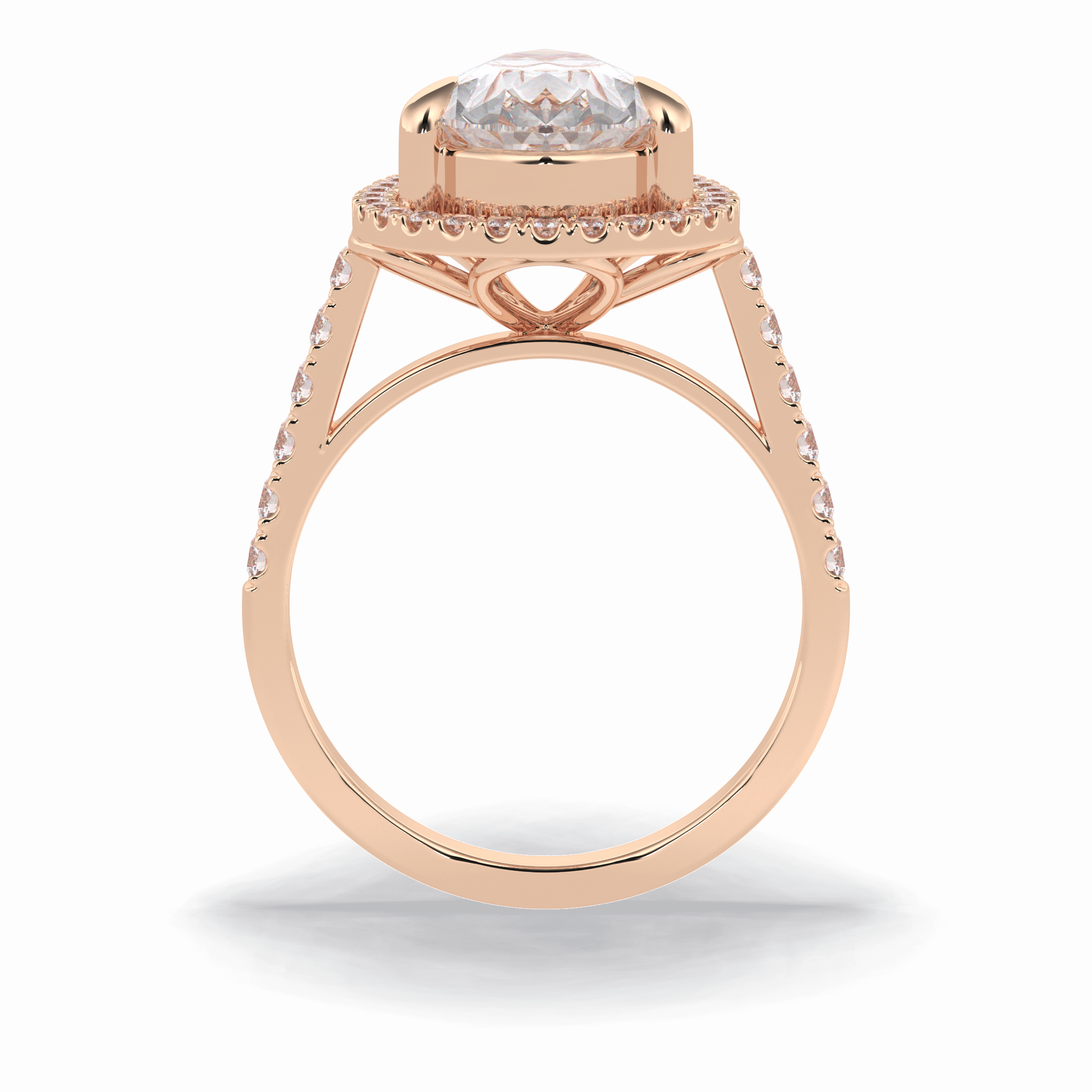 Pear Halo & Pave Lab Grown Diamond Engagement Ring