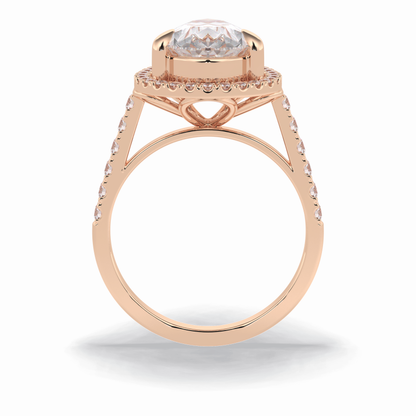 Pear Halo & Pave Lab Grown Diamond Engagement Ring