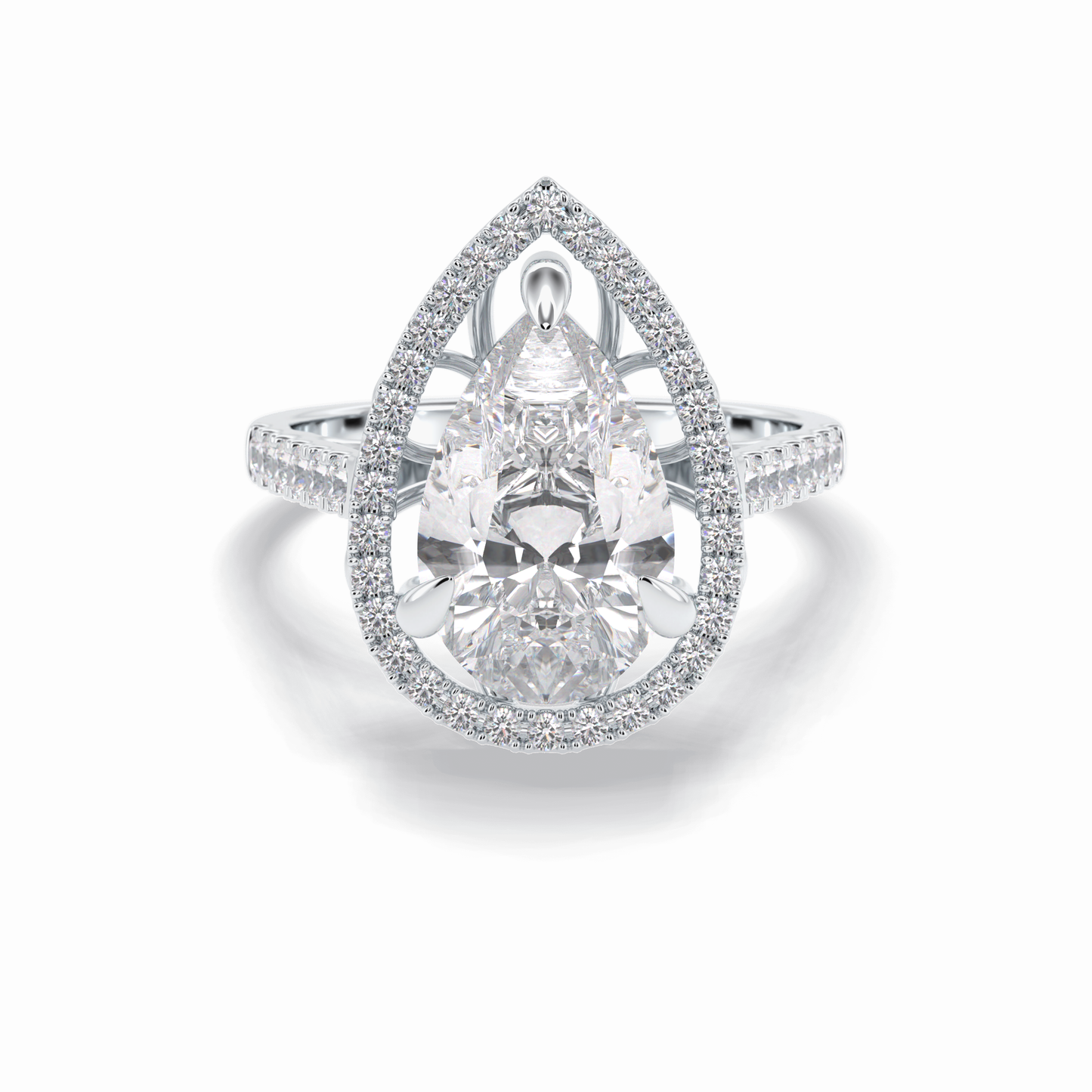 Pear Halo & Pave Lab Grown Diamond Engagement Ring