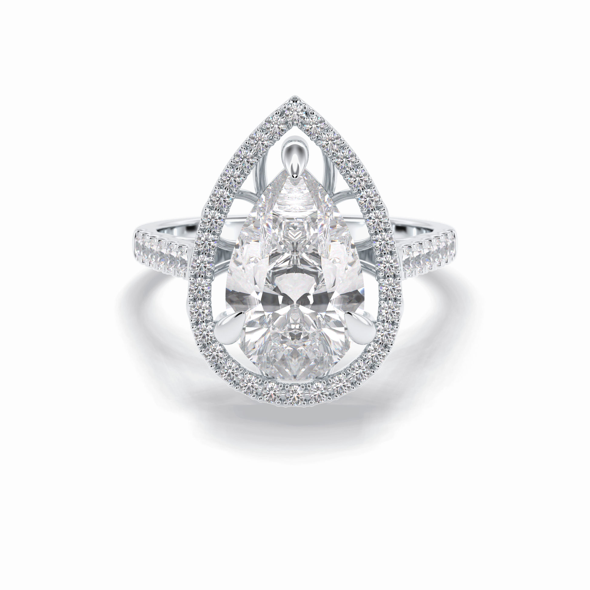 Pear Halo & Pave Lab Grown Diamond Engagement Ring