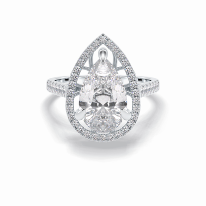 Pear Halo & Pave Lab Grown Diamond Engagement Ring