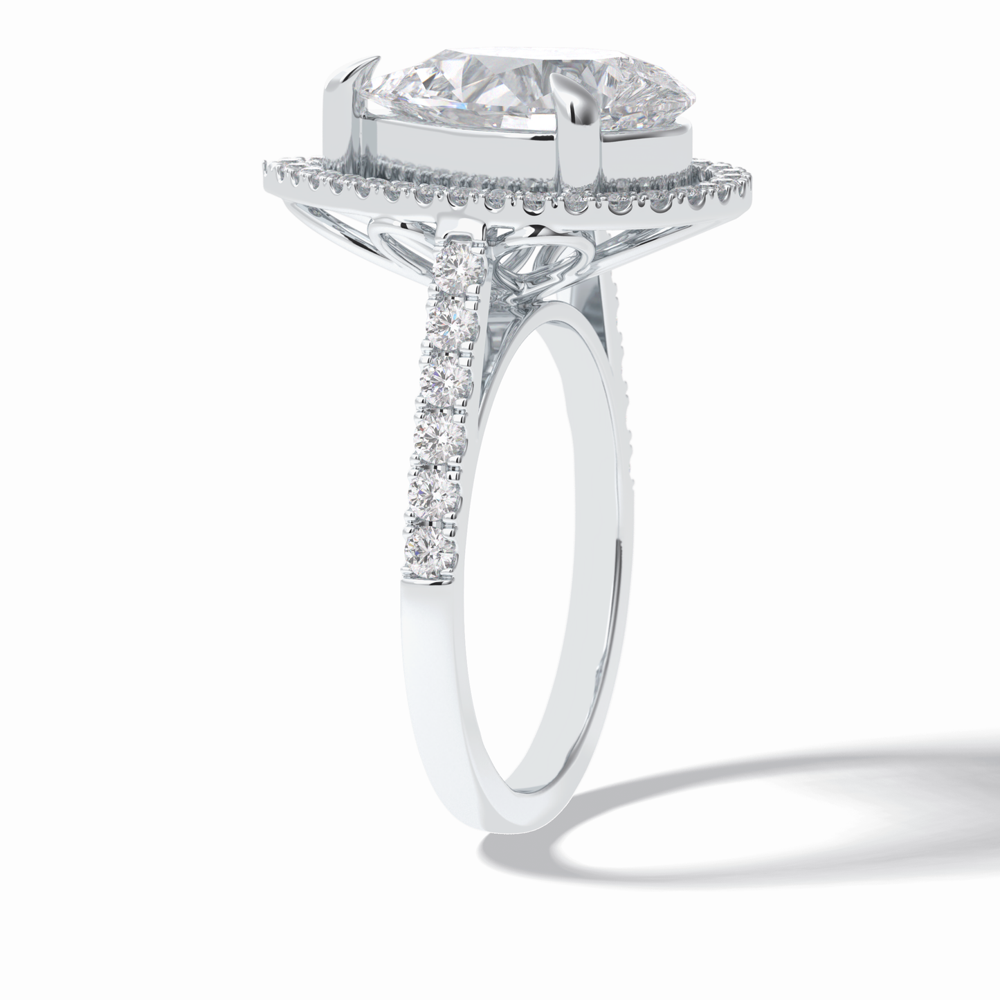 Pear Halo & Pave Lab Grown Diamond Engagement Ring
