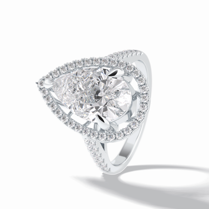 Pear Halo & Pave Lab Grown Diamond Engagement Ring