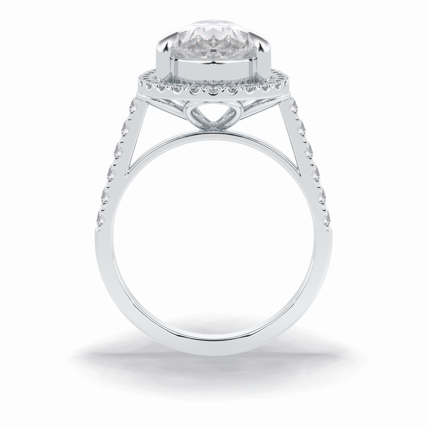 Pear Halo & Pave Lab Grown Diamond Engagement Ring