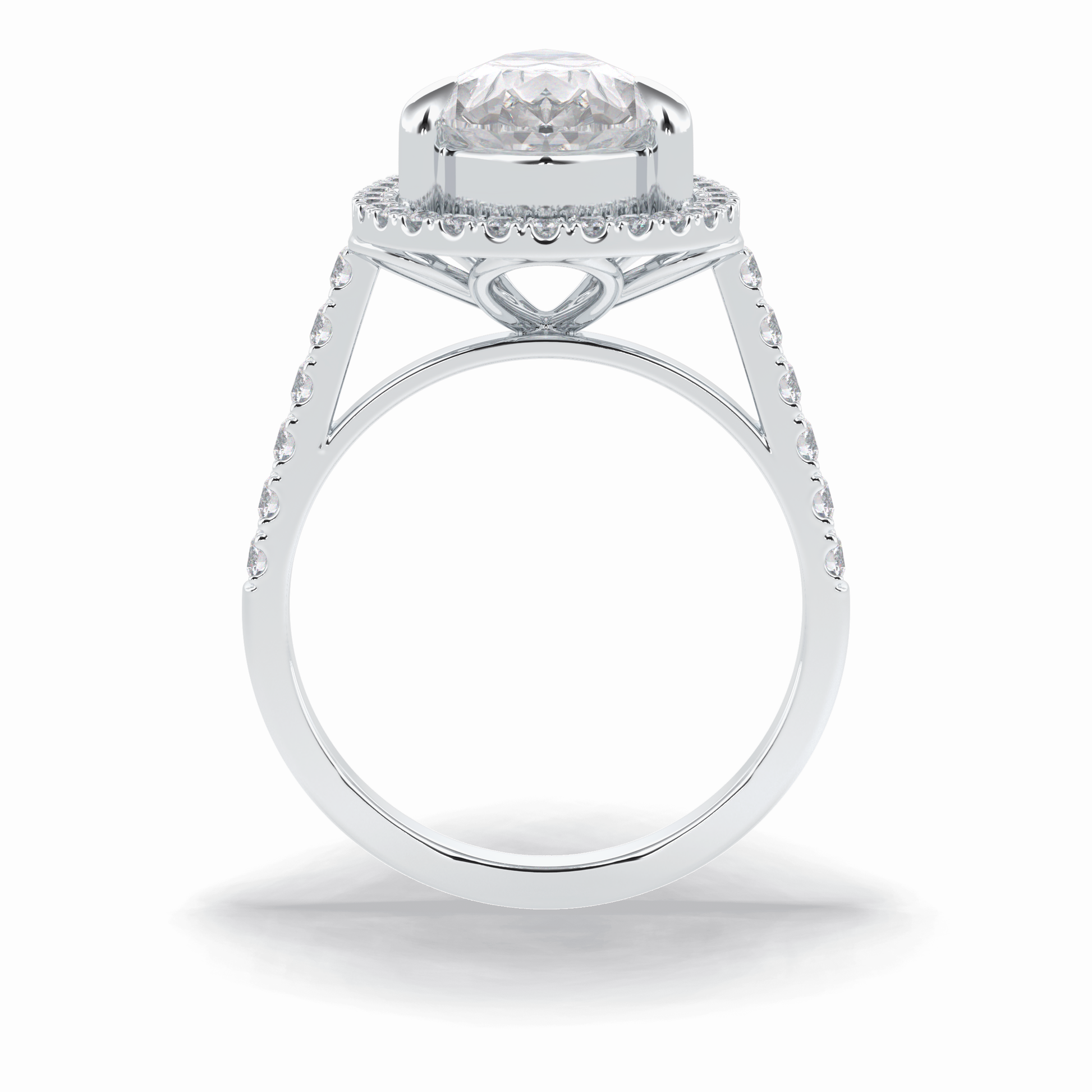 Pear Halo & Pave Lab Grown Diamond Engagement Ring