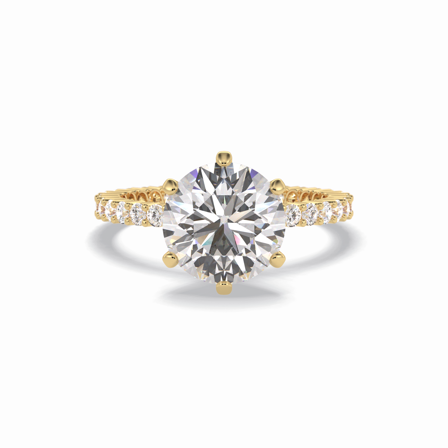 Round Pave Lab Grown Diamond Engagement Ring