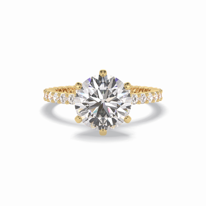 Round Pave Lab Grown Diamond Engagement Ring