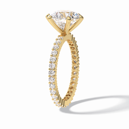 Round Pave Lab Grown Diamond Engagement Ring