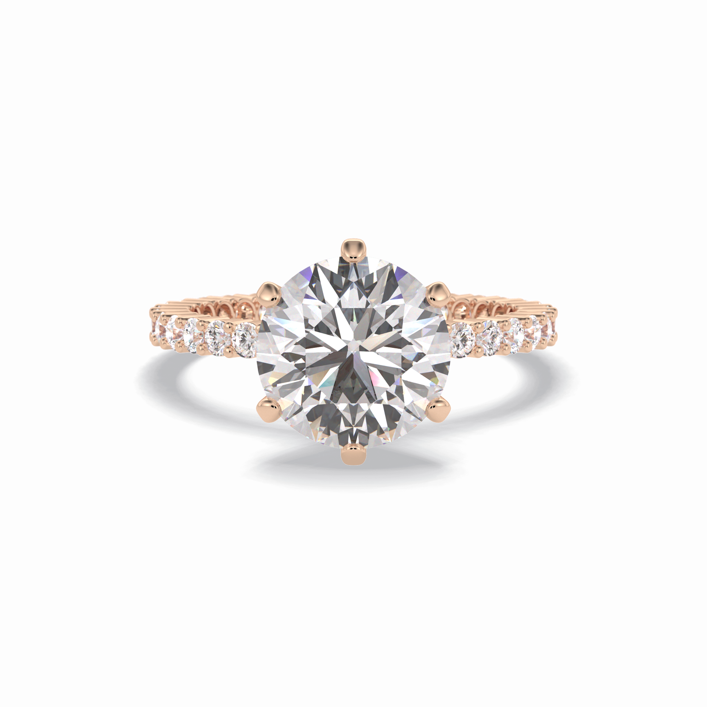 Round Pave Lab Grown Diamond Engagement Ring