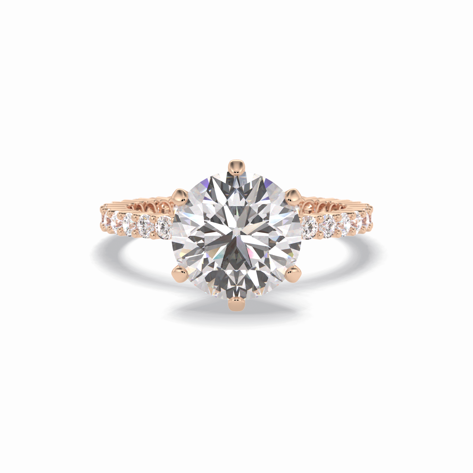 Round Pave Lab Grown Diamond Engagement Ring