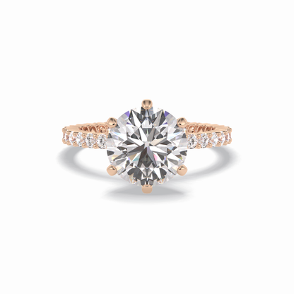 Round Pave Lab Grown Diamond Engagement Ring
