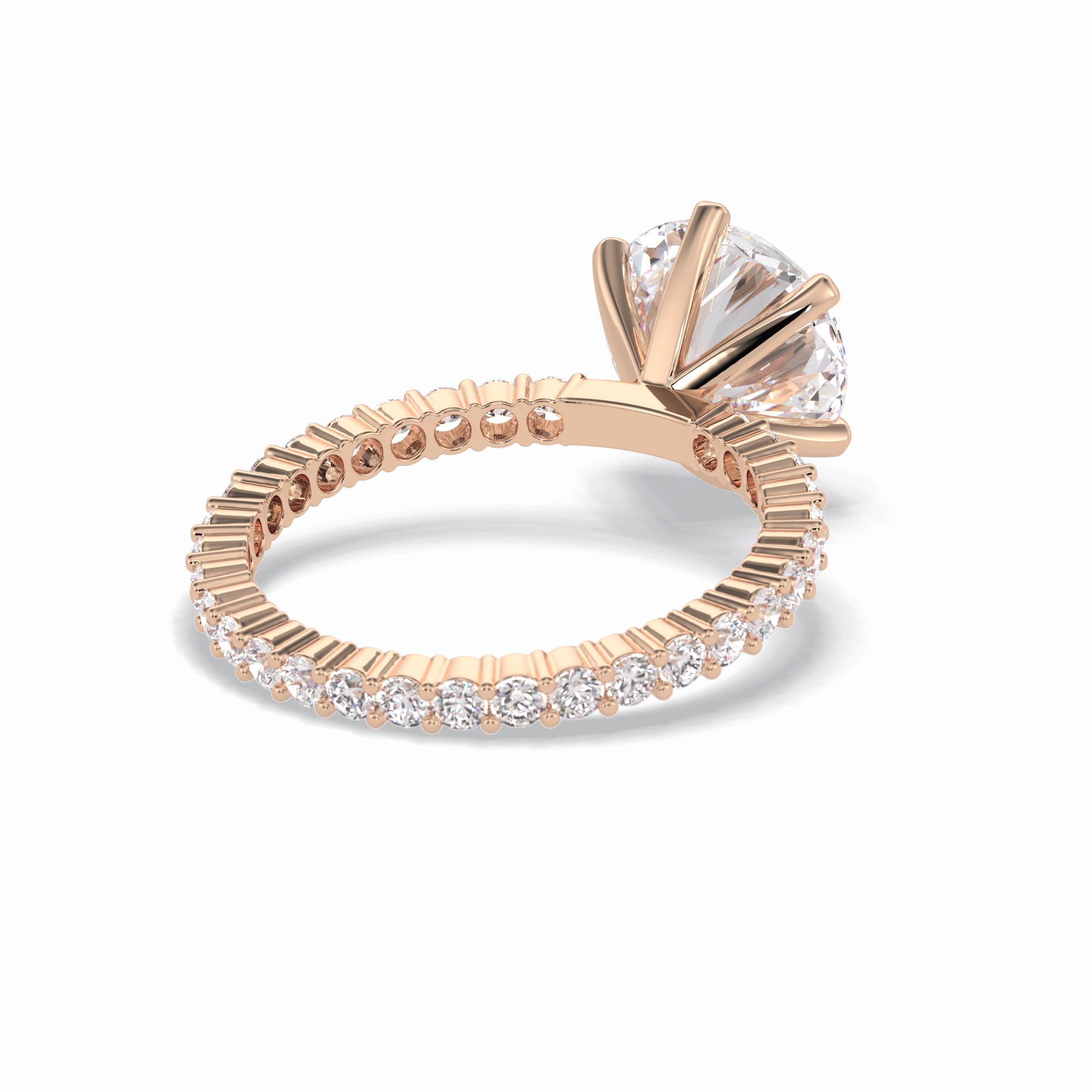 Round Pave Lab Grown Diamond Engagement Ring