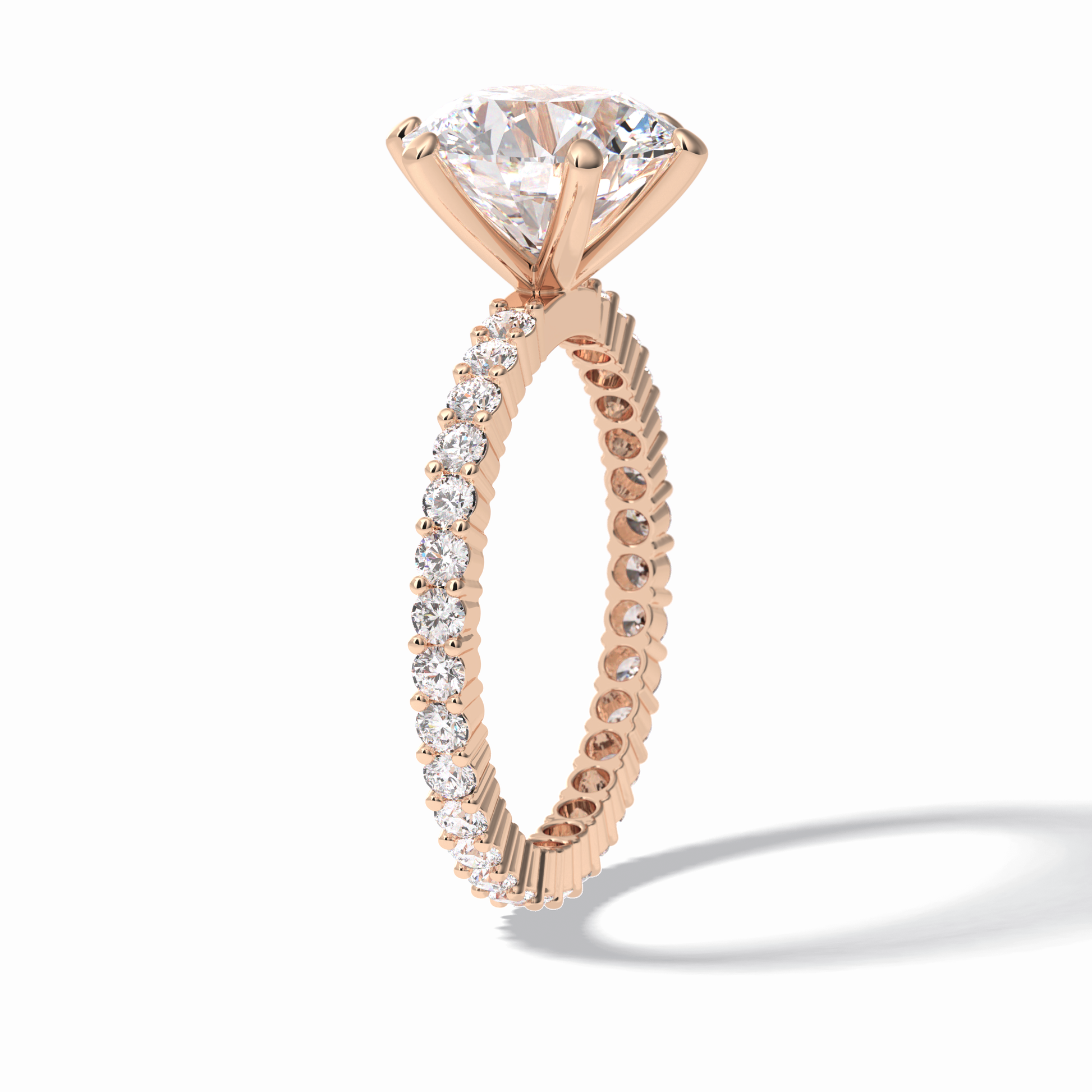 Round Pave Lab Grown Diamond Engagement Ring