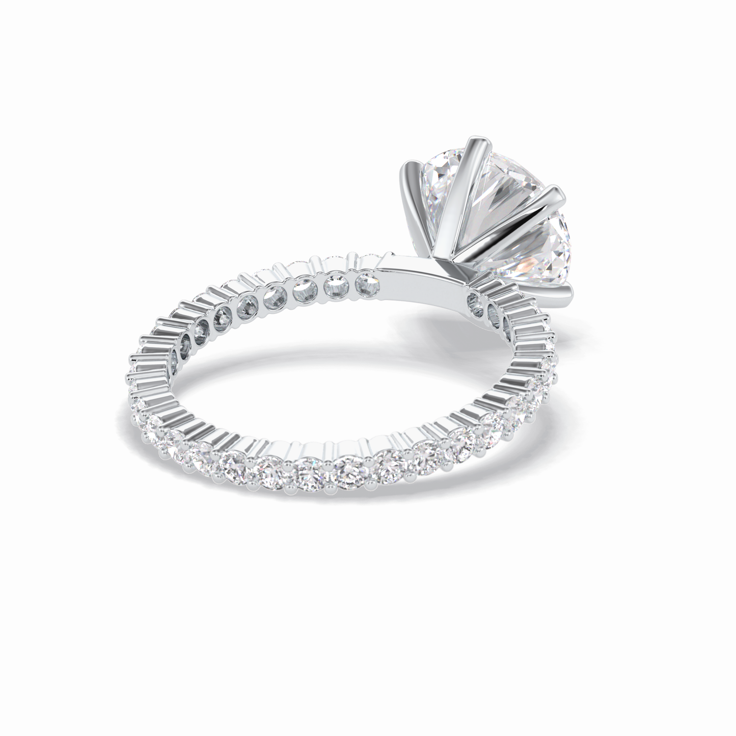Round Pave Lab Grown Diamond Engagement Ring