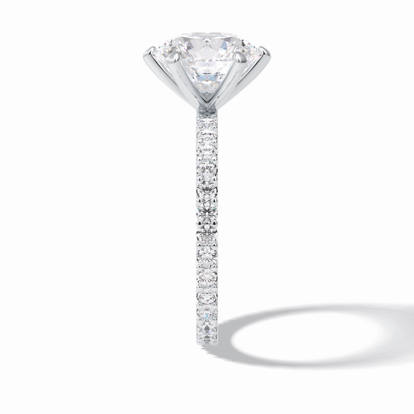 Round Pave Lab Grown Diamond Engagement Ring
