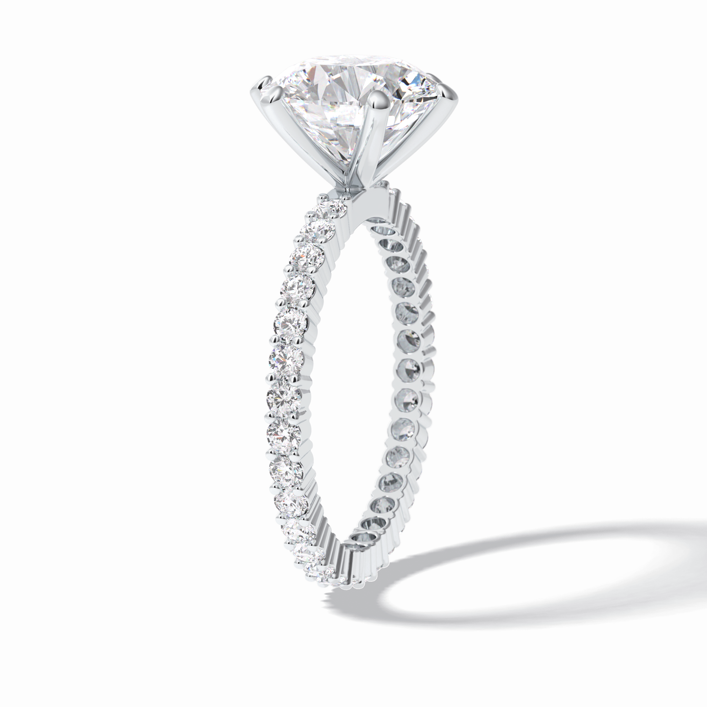 Round Pave Lab Grown Diamond Engagement Ring