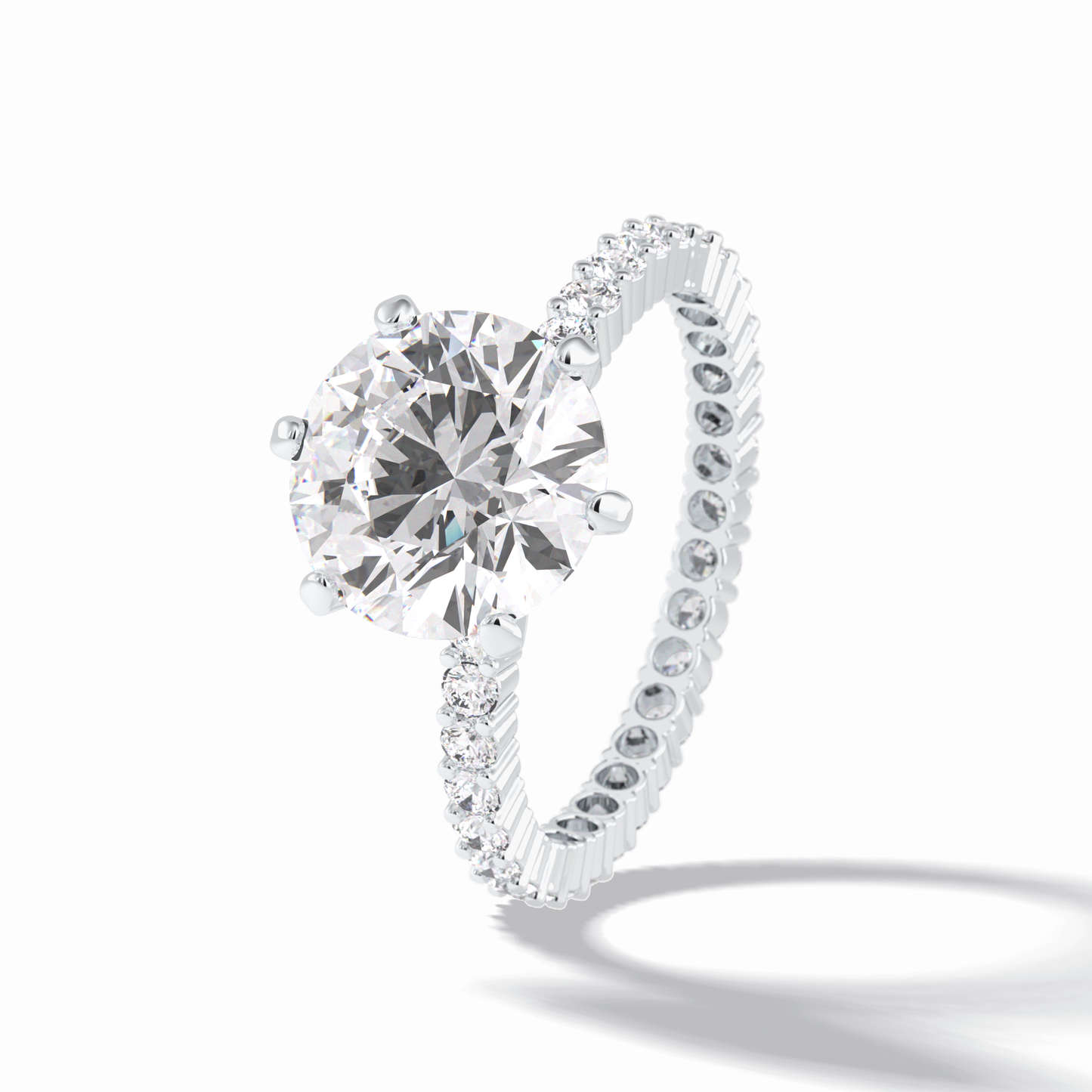 Round Pave Lab Grown Diamond Engagement Ring