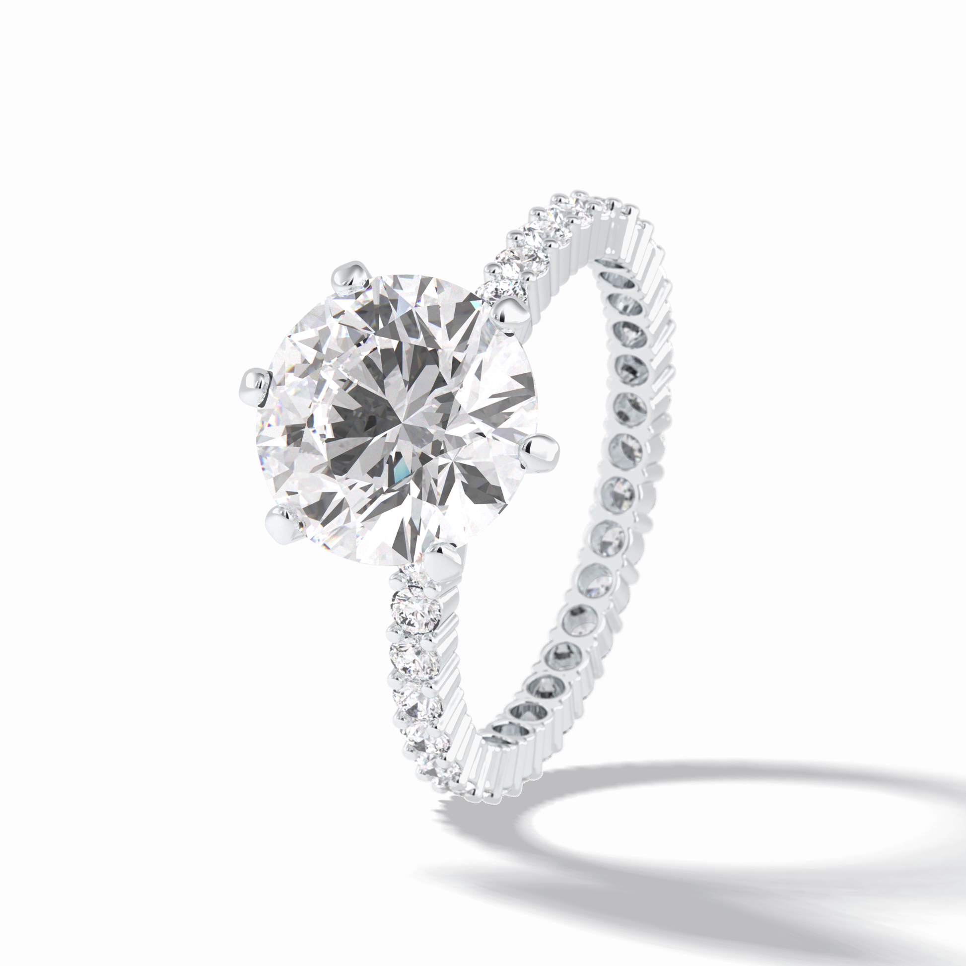 Round Pave Lab Grown Diamond Engagement Ring