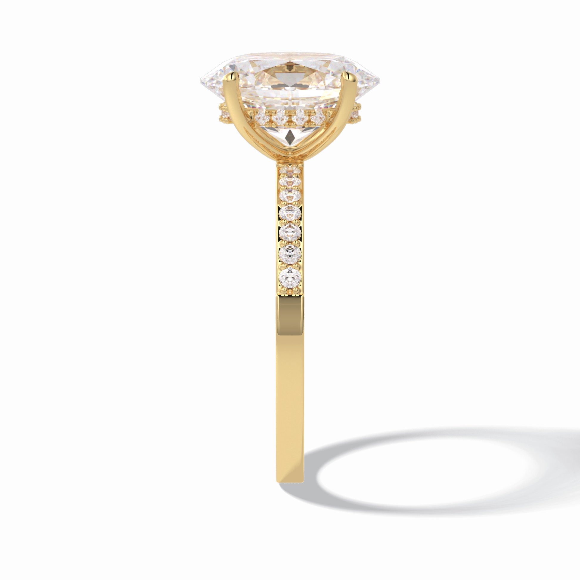 Oval Hidden Halo & Pave Lab Grown Diamond Engagement Ring