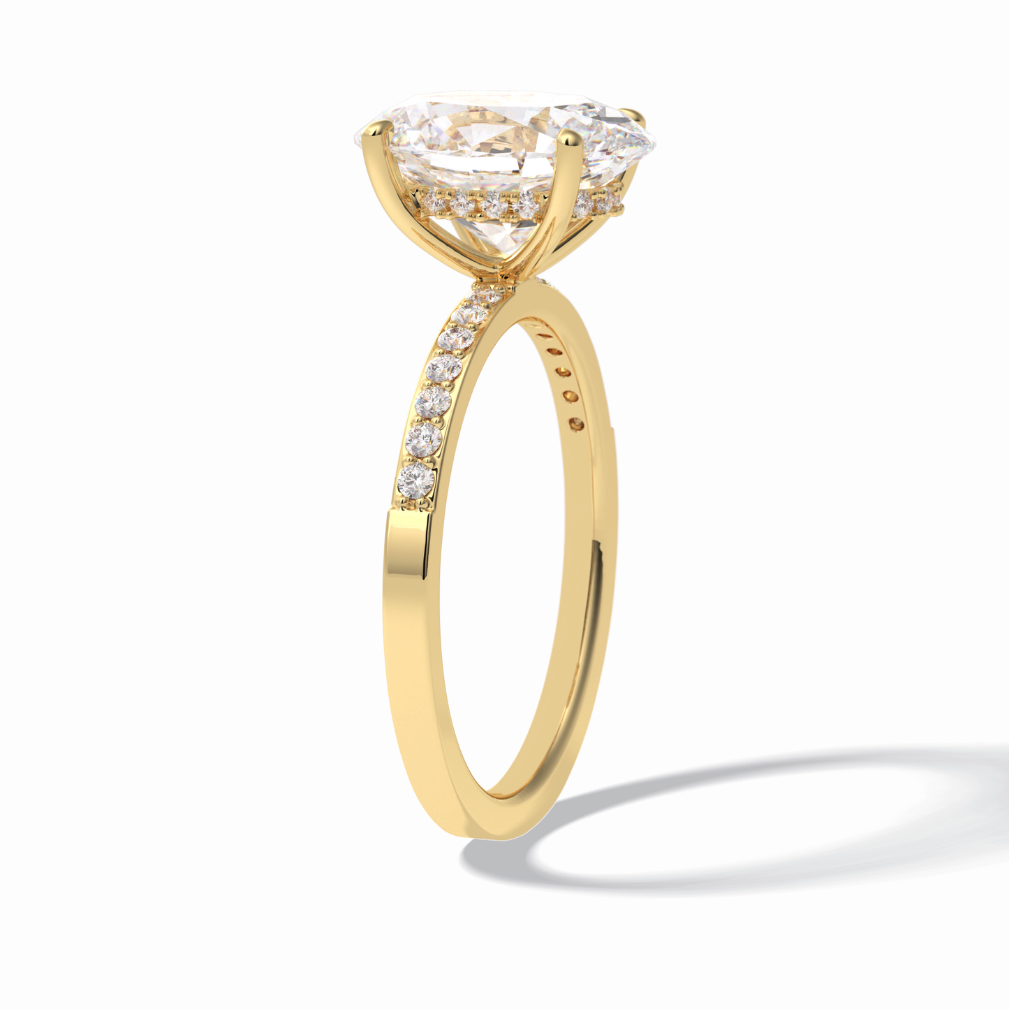 Oval Hidden Halo & Pave Lab Grown Diamond Engagement Ring