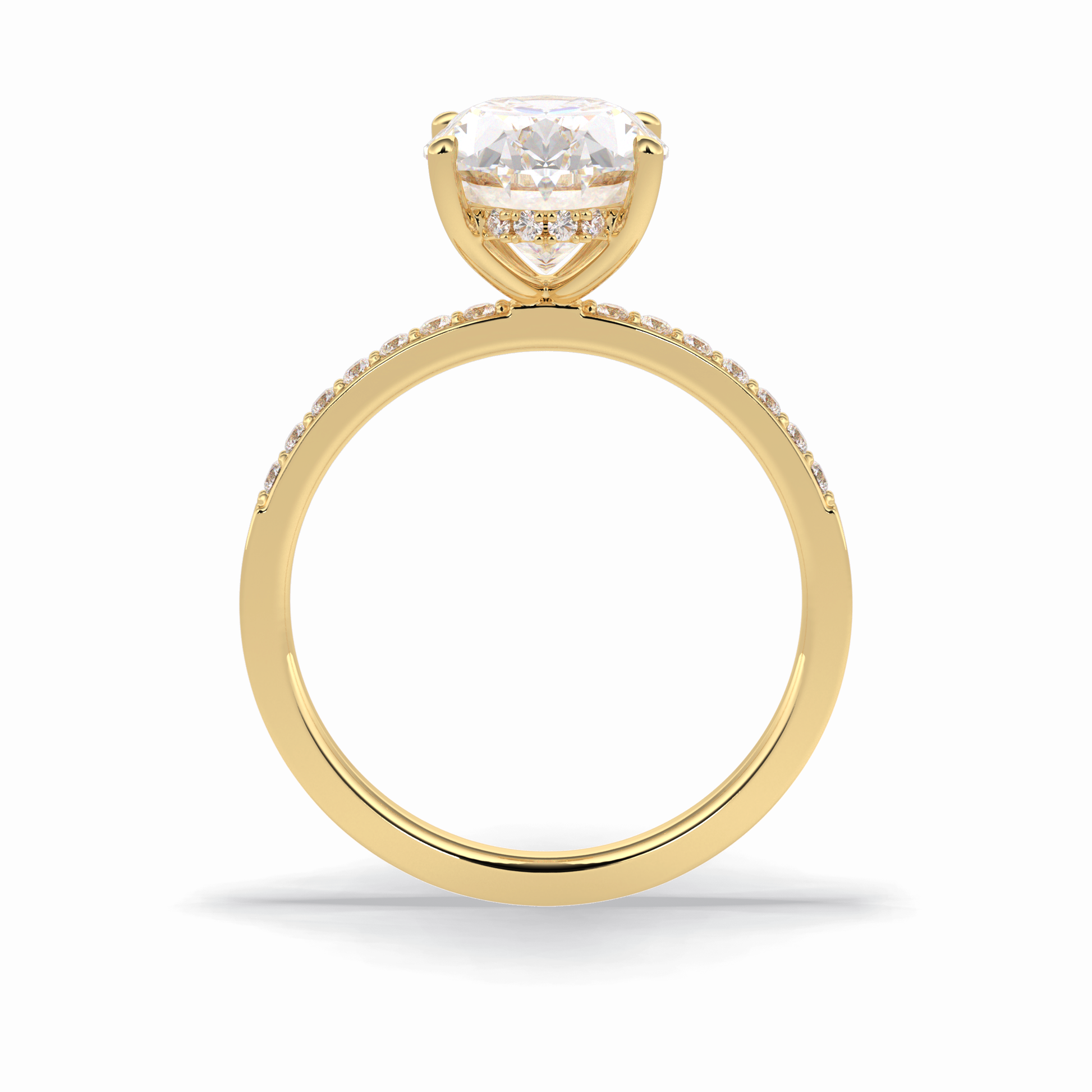 Oval Hidden Halo & Pave Lab Grown Diamond Engagement Ring