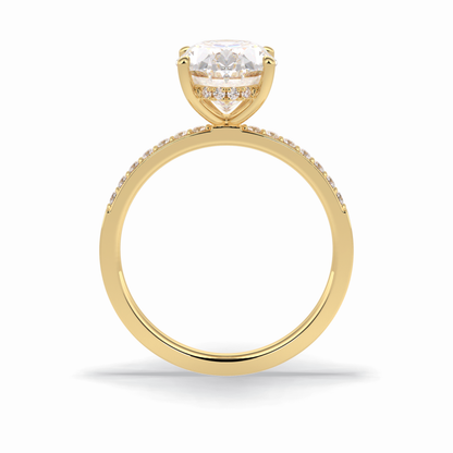 Oval Hidden Halo & Pave Lab Grown Diamond Engagement Ring