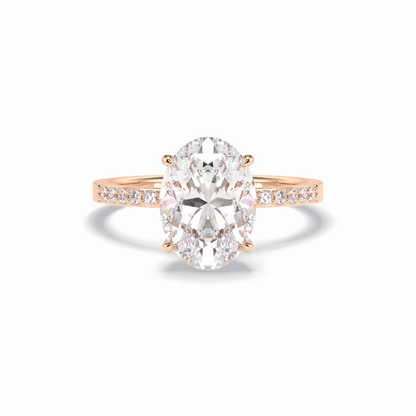 Oval Hidden Halo & Pave Lab Grown Diamond Engagement Ring