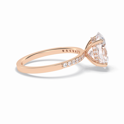 Oval Hidden Halo & Pave Lab Grown Diamond Engagement Ring