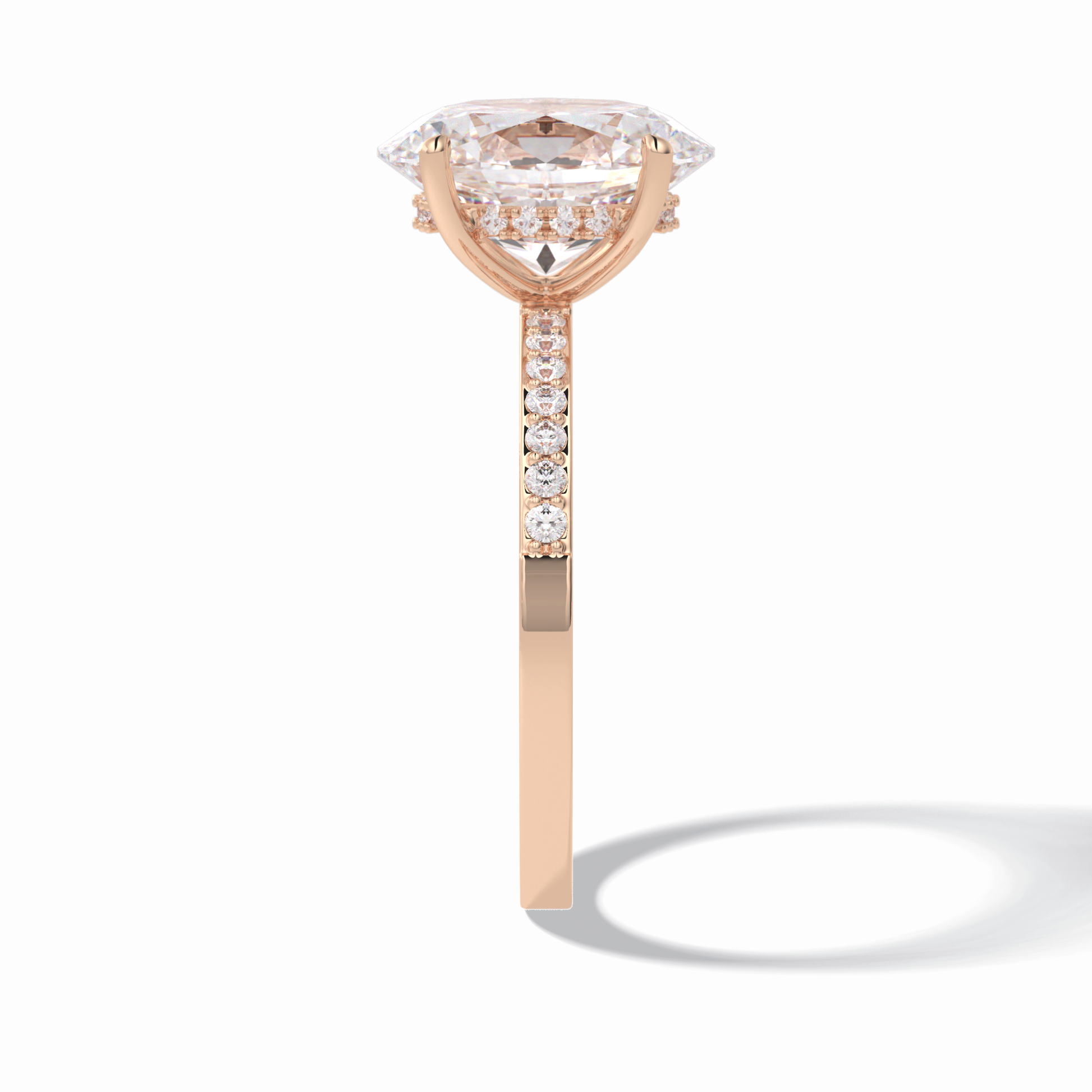 Oval Hidden Halo & Pave Lab Grown Diamond Engagement Ring