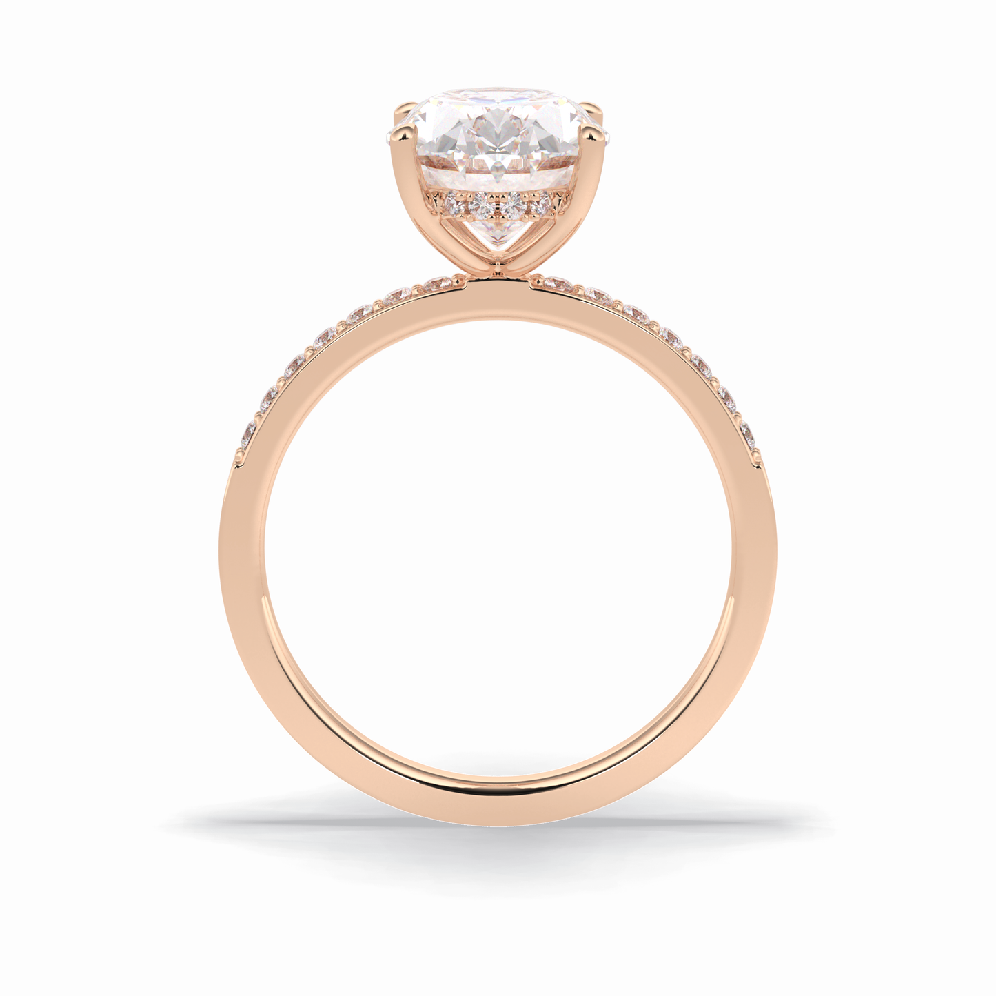 Oval Hidden Halo & Pave Lab Grown Diamond Engagement Ring