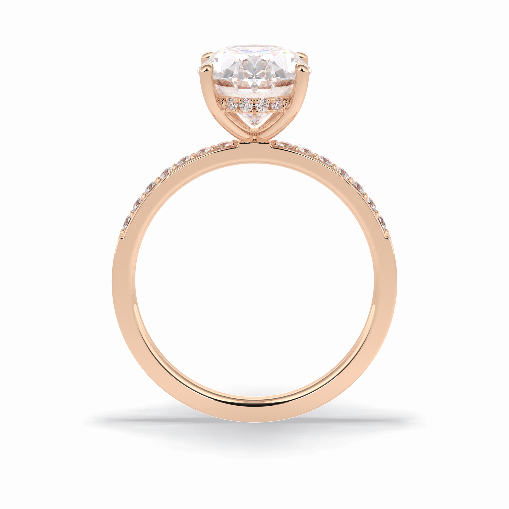 Oval Hidden Halo & Pave Lab Grown Diamond Engagement Ring